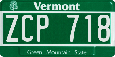 VT license plate ZCP718