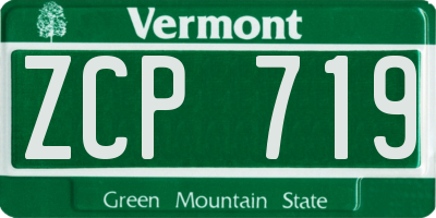 VT license plate ZCP719