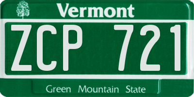 VT license plate ZCP721