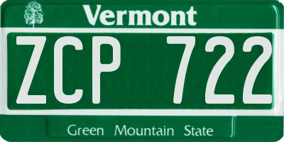 VT license plate ZCP722