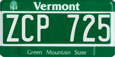 VT license plate ZCP725