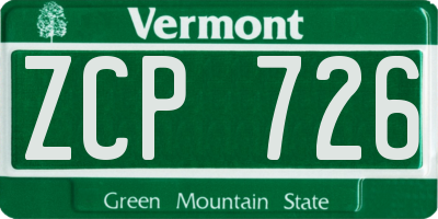 VT license plate ZCP726