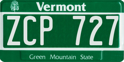 VT license plate ZCP727