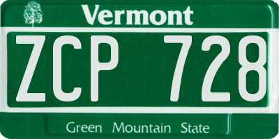 VT license plate ZCP728