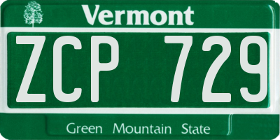VT license plate ZCP729