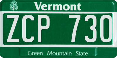 VT license plate ZCP730