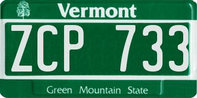 VT license plate ZCP733