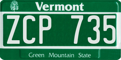 VT license plate ZCP735