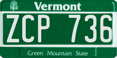 VT license plate ZCP736
