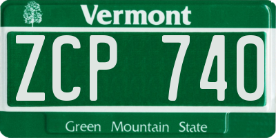 VT license plate ZCP740