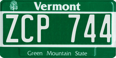 VT license plate ZCP744