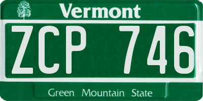 VT license plate ZCP746