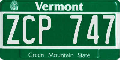 VT license plate ZCP747
