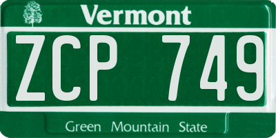 VT license plate ZCP749