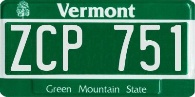 VT license plate ZCP751