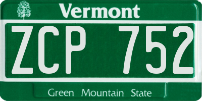 VT license plate ZCP752
