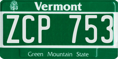 VT license plate ZCP753