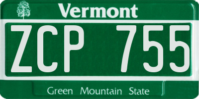 VT license plate ZCP755