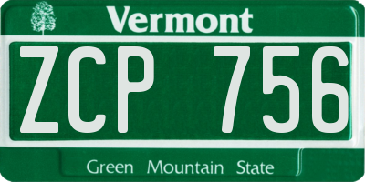 VT license plate ZCP756
