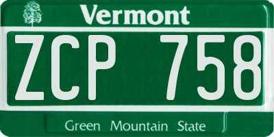 VT license plate ZCP758