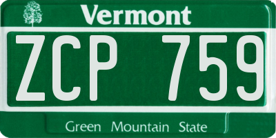 VT license plate ZCP759