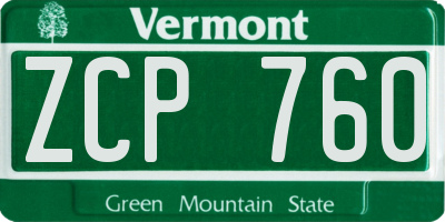 VT license plate ZCP760