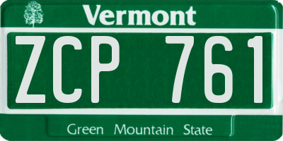 VT license plate ZCP761