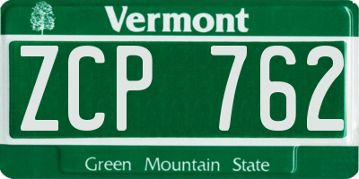 VT license plate ZCP762