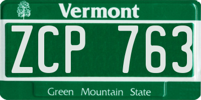 VT license plate ZCP763