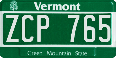 VT license plate ZCP765