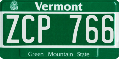 VT license plate ZCP766