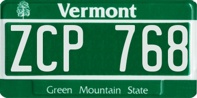 VT license plate ZCP768