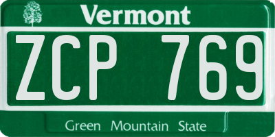VT license plate ZCP769