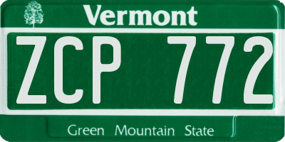 VT license plate ZCP772