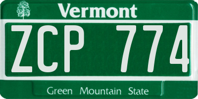 VT license plate ZCP774