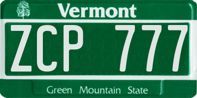 VT license plate ZCP777