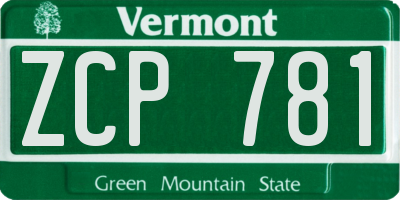 VT license plate ZCP781
