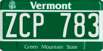 VT license plate ZCP783