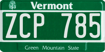 VT license plate ZCP785
