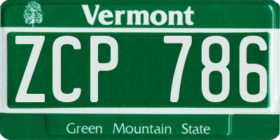 VT license plate ZCP786