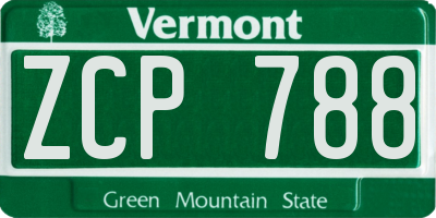 VT license plate ZCP788