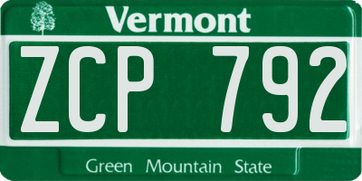 VT license plate ZCP792