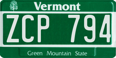 VT license plate ZCP794