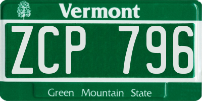 VT license plate ZCP796