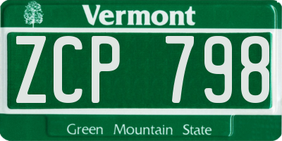 VT license plate ZCP798