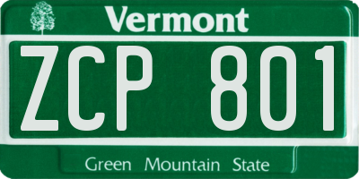 VT license plate ZCP801
