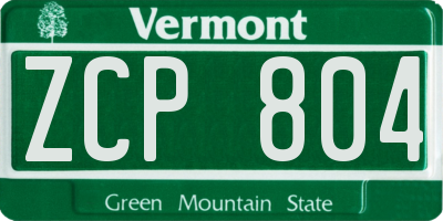 VT license plate ZCP804