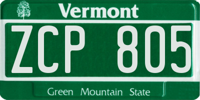 VT license plate ZCP805
