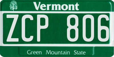 VT license plate ZCP806