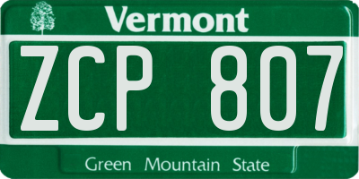 VT license plate ZCP807